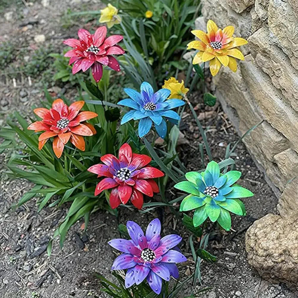 Metal Garden Flowers | 7 Pieces | Colorful | Vibrant | Decoration | Garden Decor