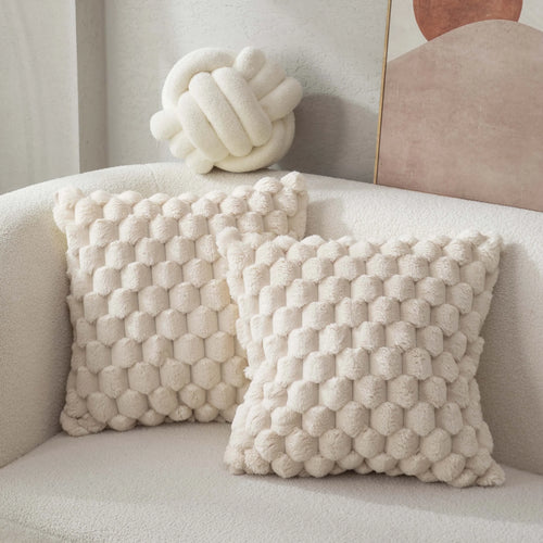 3D Grid Pattern | Soft Plush | 18 x 18 | 2 Throw Pillow Covers