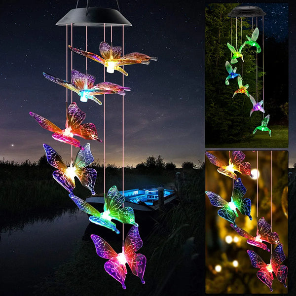 Butterfly | LED Lights | Waterproof | Outdoor Light | Color-Changing | Solar Power Solar | Wind Chimes | Garden Decor