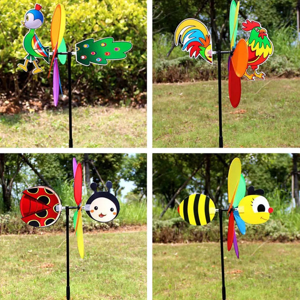 Cute Cartoon Animal & Bee | Colorful | Three-dimensional | Wind Spinner | Garden Decor