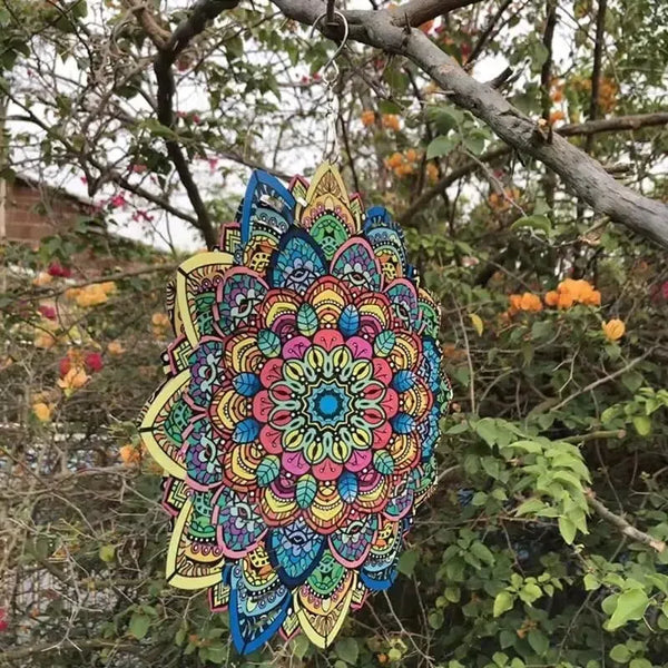 3D Colorful Flower Mandala | Wind Spinner | Metal | Kinetic | Garden Decor